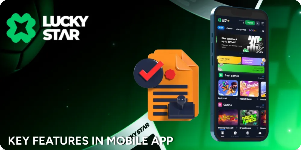 Key Features in the LuckyStar Mobile Casino App.